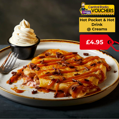 Hot Pocket and a Hot Drink at Creams Cafe Blackburn & Wigan (worth £9.95)